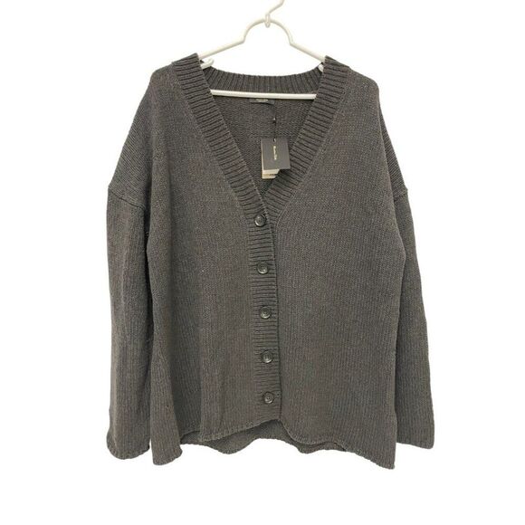 Massimo Dutti Women Sweater XL Cardigan Dark Green Knit Long Sleeve 5709/628 NWT - Picture 1 of 10